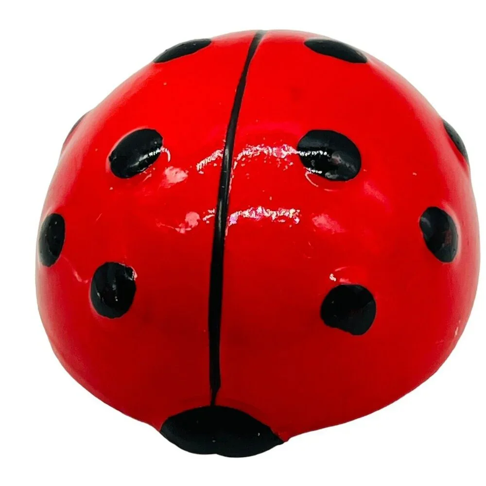 Vintage Ladybug Salt Pepper Shakers Ceramic Japan Red‎ Black 3 inch